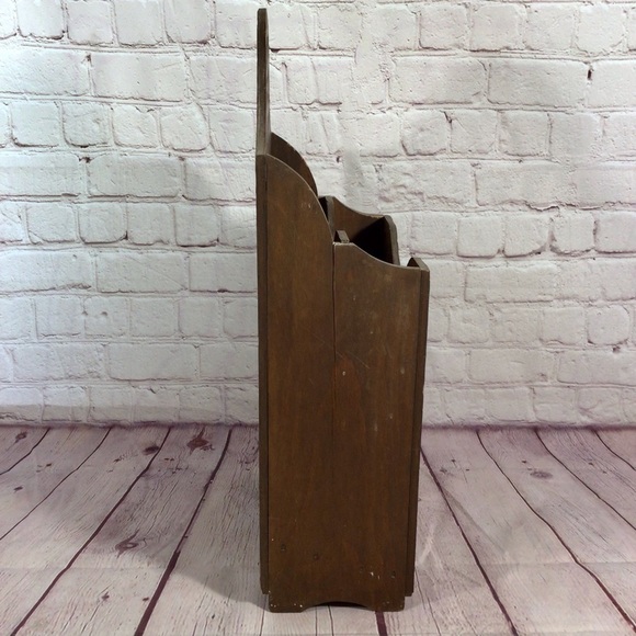 Vintage Hand Crafted Hand Painted Blue Floral Wood Wall or Tabletop Organizer - Picture 3 of 15